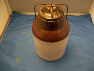 The Weir No.  2 Stoneware 1/2 Gal.  Jar With Lid & Wire Bail Closure photo