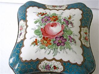 French Enamel Hand Painted Porcelain Dome - Top Trinket/jewel Casket Box 19th C photo
