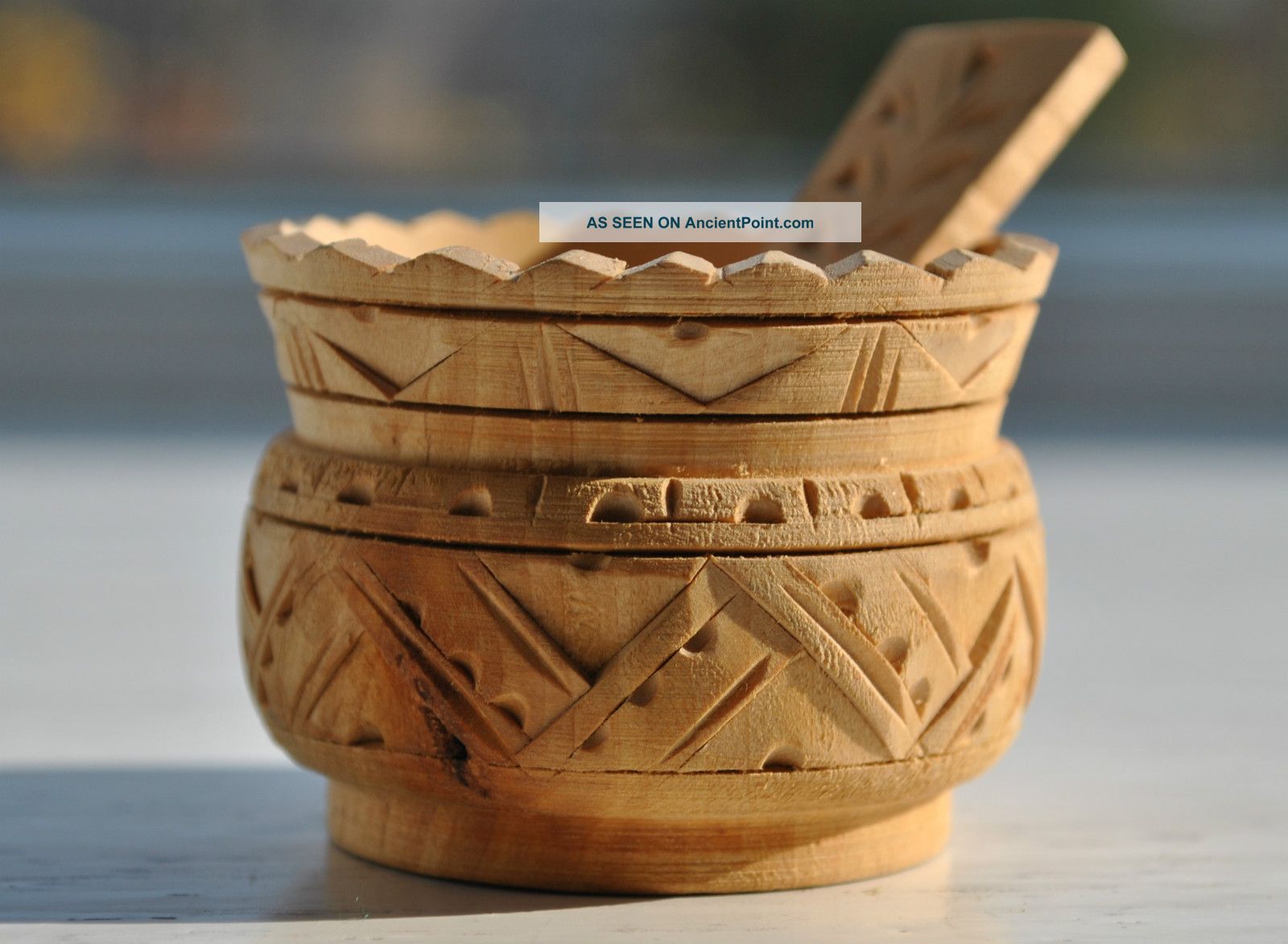 1940 ' S Rare Hand Carved Norwegian Salt Cellar Bowl With Spoon Bowls photo