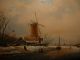 Old Oil Painting,  { Dutch Winter With Ice Skaters,  Is Signed,  Great Frame }. Other photo 4
