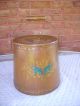 Vintage Antiqued Finish Hand Painted Sugar Bucket With Holly/berry Design Other photo 1