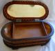 Antique Wooden Footed Jewelry Box Inlaid With Mother Of Pearl Boxes photo 2