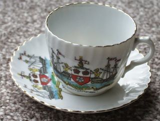 Vintage Miniature Cup And Saucer With Southampton Crest photo