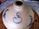 Wonderful Unusual 3 Gallon Hand Made Antique Jug Decorated In Blue Jugs photo 2