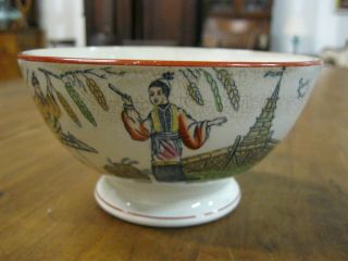 Antique Saargemünd Chinese Porcelain Pedestal Bowl Blue Mark Made In Germany photo