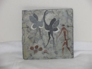 Hand - Painted - Painted Gray Slate Traditional Primitive Artwork -   photo