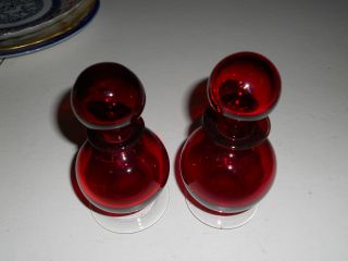Vintage Pair Ruby Red Handblown Perfume/scent Bottles photo