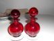 Vintage Pair Ruby Red Handblown Perfume/scent Bottles Perfume Bottles photo 1