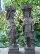 Matched Pair 19c Flemish Carved Oak Figural Swordsmen Salvage Elements Carved Figures photo 11