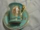 Germany Demi Demitasse Teacup And Saucer Green Bremer&schmidt 1845 - 1972? Cups & Saucers photo 4