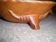 11 Pc.  Vintage Hand Carved Teak Wood Salad Set Footed With Bull Heads Rare Bowls photo 2