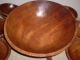 11 Pc.  Vintage Hand Carved Teak Wood Salad Set Footed With Bull Heads Rare Bowls photo 7