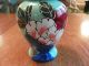 Painted Seafoam Green Ginger Jar W/lid Vibrant Red White Blue Flowers Gold Trim Jars photo 1