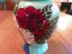 Painted Seafoam Green Ginger Jar W/lid Vibrant Red White Blue Flowers Gold Trim Jars photo 3