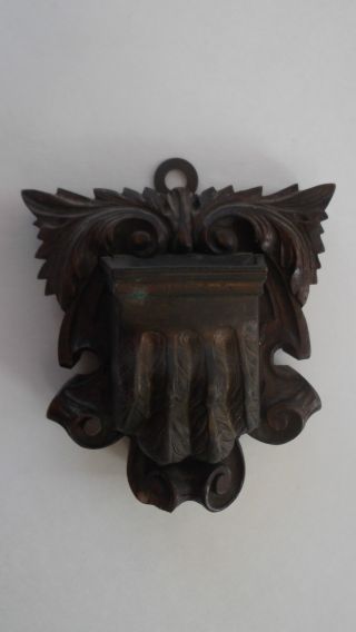 Antique Wood And Brass Owl Match Holder photo