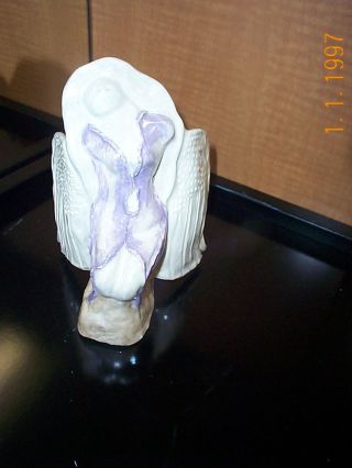 Vintage Ceramic Angel Hand Made Artist White & Light Purple Very Chic 1995 photo