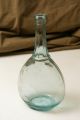 Antique Decorative Arts Aqua Blue Ovoid Form Glass Bottle Air Bubbles Marked 