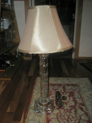 Vintage Retro Clear Glass Bambo Shape Table Lamp photo