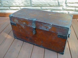 Primitive Wood Fishing Lure Tackle Tool Crafts Box W/ Removable Storage Drawer photo