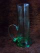 Unique Antique Tiny Depression Green Glass Bud Vase Or Shot Glass Vases photo 2