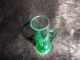 Unique Antique Tiny Depression Green Glass Bud Vase Or Shot Glass Vases photo 4