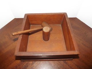 Vintage Wood Nut Cracker Box And Mallet photo