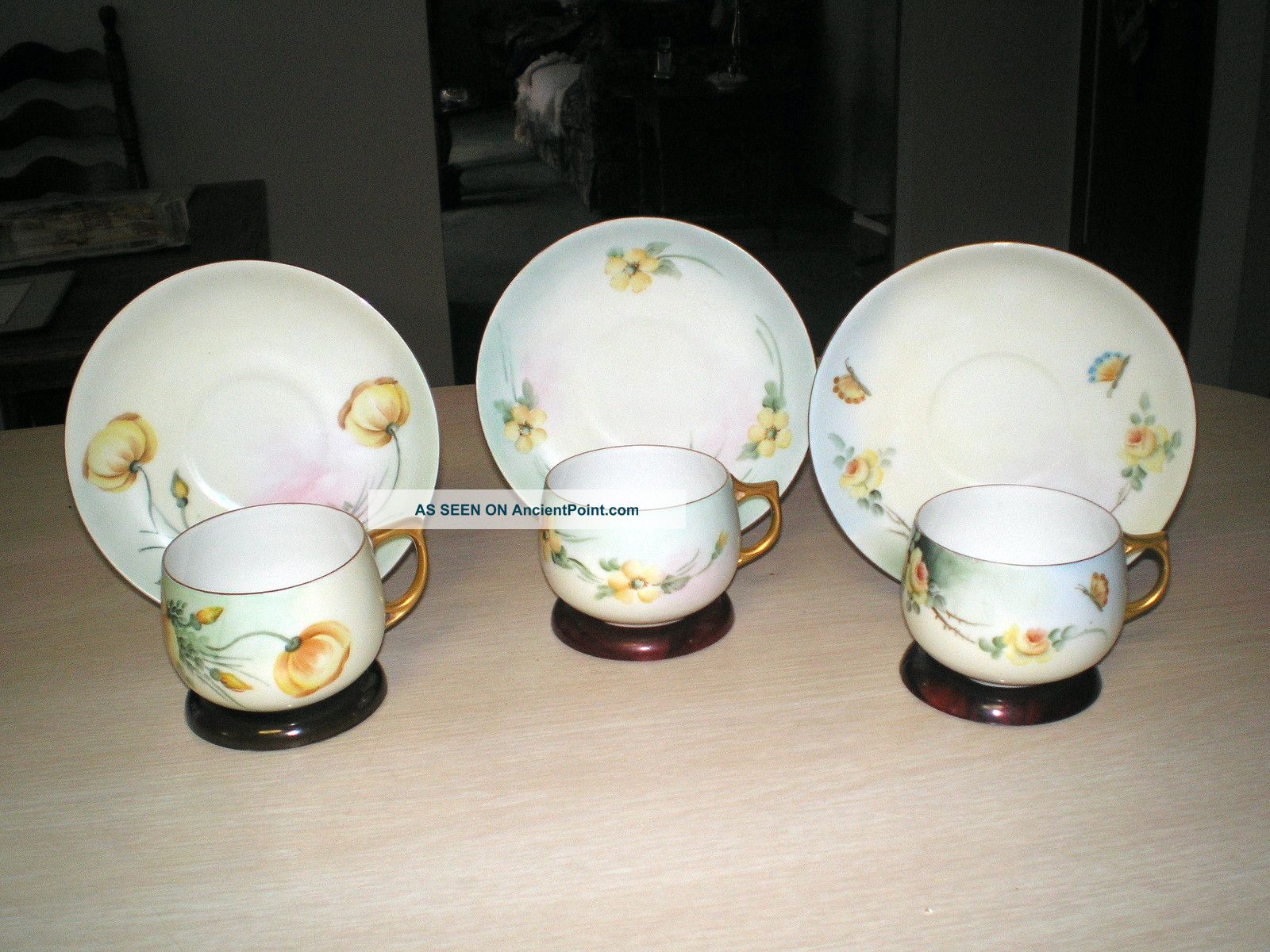 Antique Bavarian Hand Painted Three Sets Cups & Saucers J&c Bavaria Plates & Chargers photo