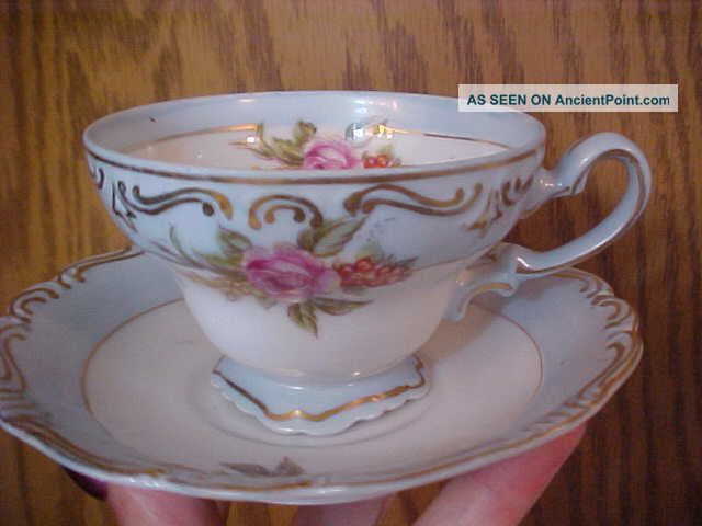 Merit Occupied Japan Cup Saucer Blue Floral Dainty Pretty Handpainted Hp Cups & Saucers photo