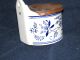 Antique Blue & White Stoneware Hanging Salt Crock Box W/ Lid Great Cond Crocks photo 5