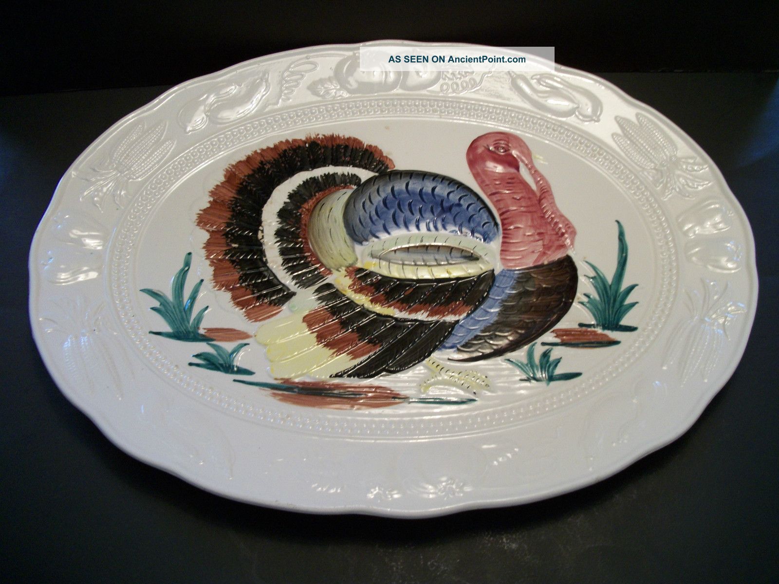 Incised Made In Japan Turkey Platter/bright Colors/large/excellent Conditiion Platters & Trays photo
