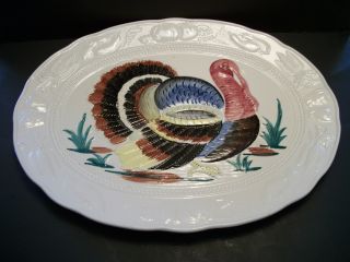 Incised Made In Japan Turkey Platter/bright Colors/large/excellent Conditiion photo