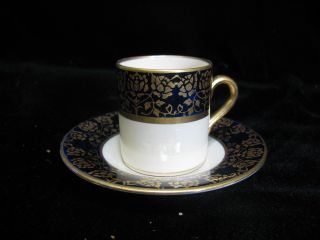 Rare Art Nouveau Flow Blue Demitasse Cup & Saucer photo