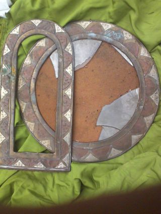 Round And Rounded Mirror Brass Copper Nickel Vintage And Old photo