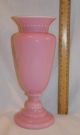 Opaline Vase Pink Over White Glass W Flowers & Dove Victorian Antique Vases photo 1
