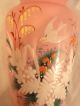Opaline Vase Pink Over White Glass W Flowers & Dove Victorian Antique Vases photo 3
