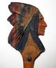 Vintage Anri Carved Wood Indian Head Spoon And Fork Set Carved Figures photo 1