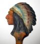Vintage Anri Carved Wood Indian Head Spoon And Fork Set Carved Figures photo 2