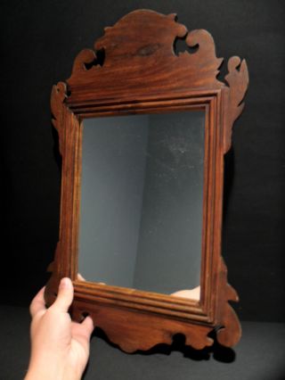 Repro Antique 18th C Wood Fretwork Chippendale Mirror Looking Glass photo