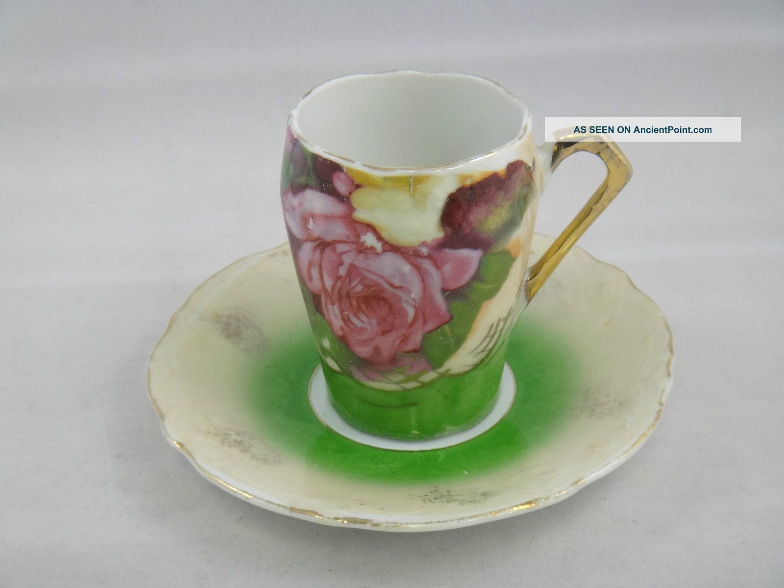 Tea Cups & Saucers Antique Handpainted Germany Gold Trim Nr Cups & Saucers photo