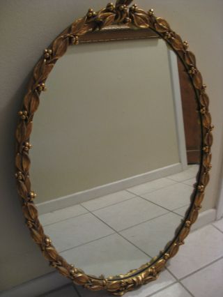 Ornate Oval Antique Mirror - Pre - 1940 ' S - photo