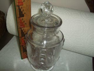 Henry Wichert Co.  Chicago Clear Glass Mustard Or Apothecary Jar Mint,  No Spoon photo