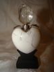 Perfume Scent Bottle Carved Marble Silver Heart Glass Rose Flask Snuff Jar Black Other photo 1