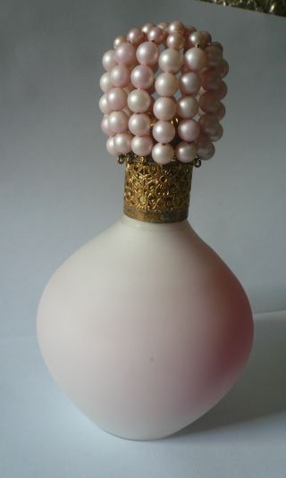 Irice Perfume Bottle Frosted Peach Glass Filigree Pearled Perfume Bottle photo