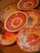 6 Vintage Red Transferware - 5 Saucers 1bowl Masons Homer L Johnson Wellsville Plates & Chargers photo 1