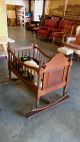 Antique Early American 19th Century Wooden Cradle Hand Turned Spindles Carved Other photo 6