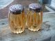 Two Old Heavy Rib Clear Marigold Carnival Glass Salt And Pepper Shakers Salt & Pepper Shakers photo 3
