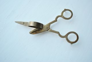 Antique French Brass Candle Wick Scissors Snuffer Early 1900 ' S photo