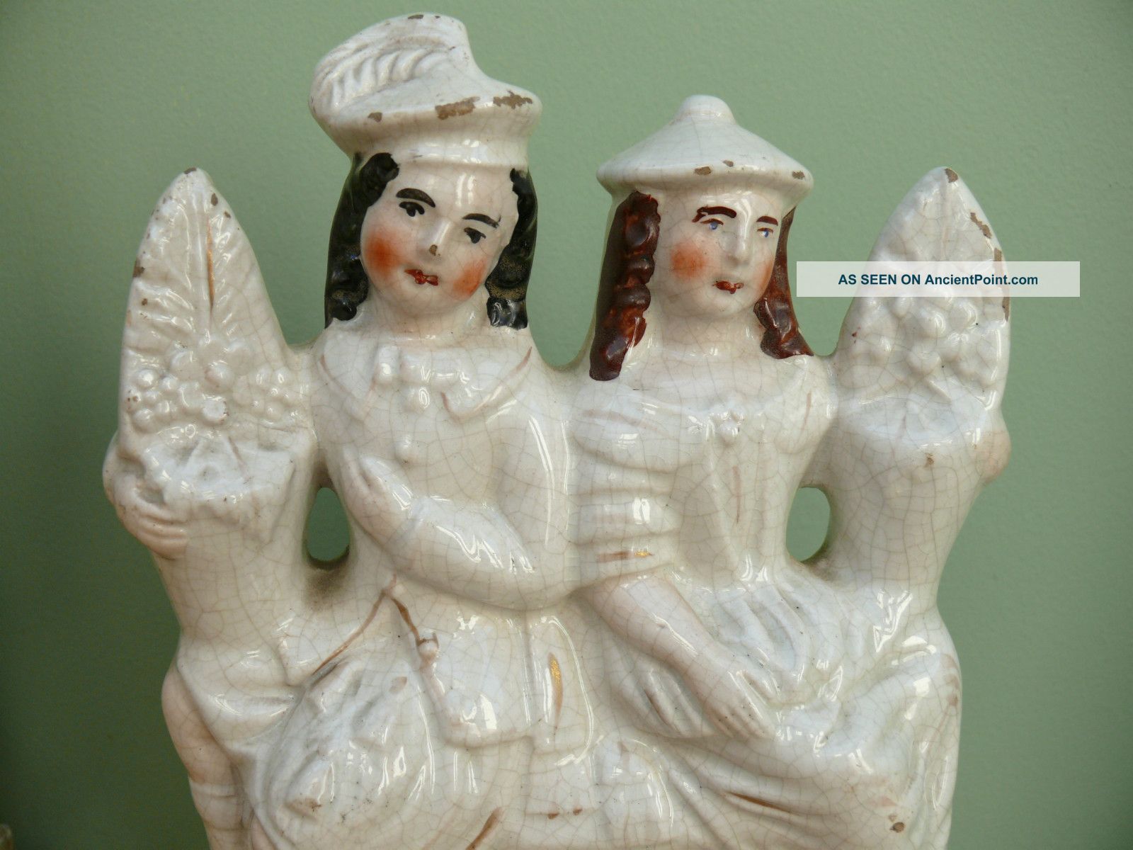 19thc Staffordshire Of Scottish Figures With Clockface Figurines photo