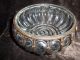 Unique Antique Blown Molded Into Bronze Footed Frame Glass Bowl Other photo 1