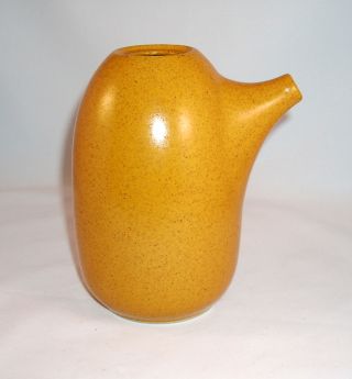 Unique Vintage Mustard Colored Ceramic Art Pot With Spout photo